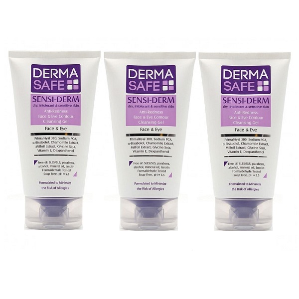ژل شستشو صورت درماسیف مدل sensiderm حجم 150 میلی لیتر مجموعه 3 عددی
